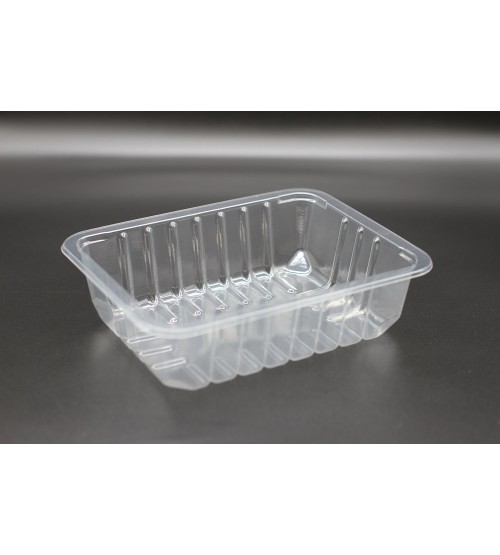 9 X 7 X 50 RIBBED TOP SEAL TRAY / CLEAR