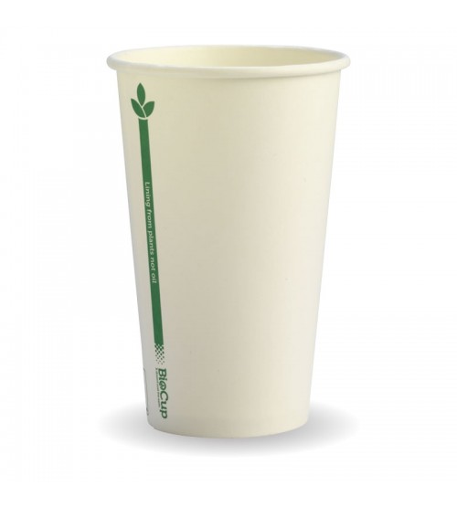 350ML / 12OZ (80MM) WHITE GREEN LINE SINGLE WALL BIOCUP - GST Included