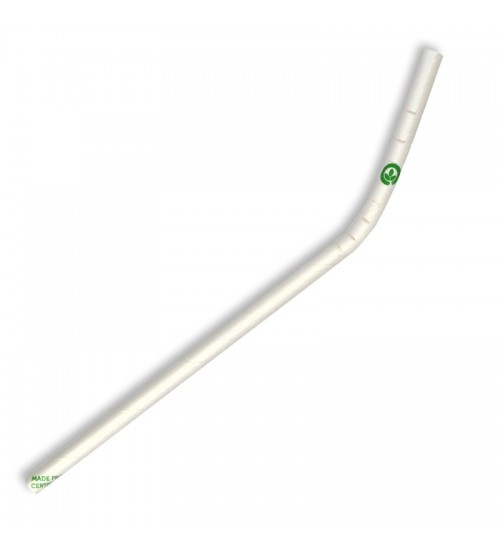 BIOPAK 6MM BENDY WHITE STRAW