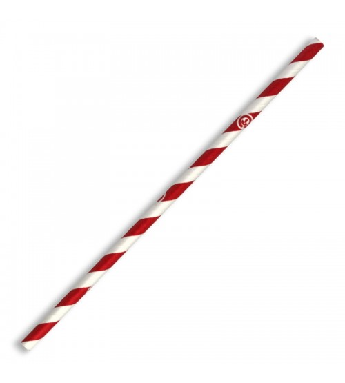 BIOPAK 6MM REGULAR RED STRIPE STRAW