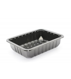 9 X 7 X 50 RIBBED TOP SEAL TRAY / BLACK