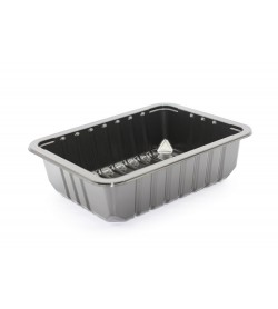 9 X 7 X 60 RIBBED A-PET TOP SEAL TRAY / BLACK