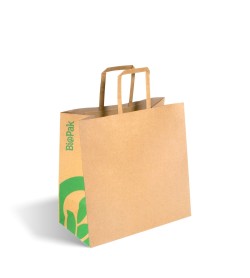 BIOPAK SMALL FLAT HANDLE KRAFT PAPER BAG