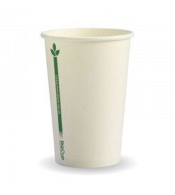 320ML / 10OZ (80MM) WHITE GREEN LINE SINGLE WALL BIOCUP - GST Included