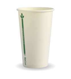 350ML / 12OZ (80MM) WHITE GREEN LINE SINGLE WALL BIOCUP - GST Included