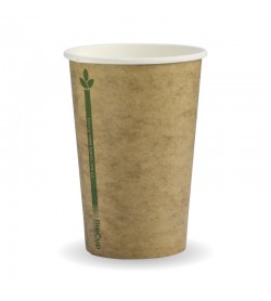 BIOPAK 320ML / 10OZ (80MM) KRAFT GREEN LINE SINGLE WALL BIOCUP