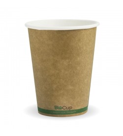 390ML / 12OZ (90MM) KRAFT GREEN STRIPE SINGLE WALL BIOCUP - GST Included