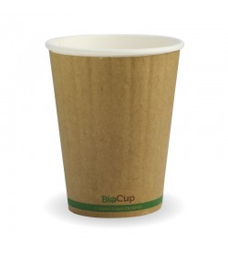 390ML / 12OZ (90MM) KRAFT GREEN STRIPE DOUBLE WALL BIOCUP - GST Included