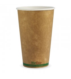 510ML / 16OZ (90MM) KRAFT GREEN STRIPE SINGLE WALL BIOCUP