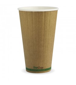 460ML / 16OZ (90MM) KRAFT GREEN STRIPE DOUBLE WALL BIOCUP