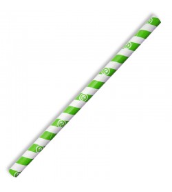 BIOPAK 10MM JUMBO GREEN STRIPE STRAW