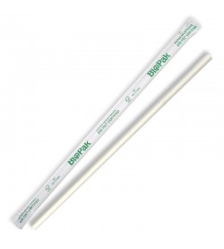 BIOPAK 6MM INDIVIDUALLY WRAPPED WHITE REGULAR STRAW
