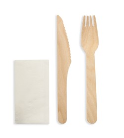 Wooden Cutlery Pack - Knife, Fork & Napkin