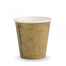 BIOPAK 230ML / 6OZ (80MM) KRAFT GREEN LINE SINGLE WALL BIOCUP - GST Included