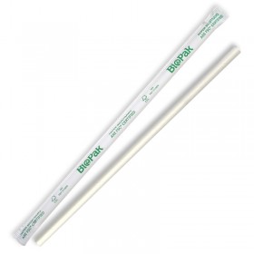 BIOPAK 6MM INDIVIDUALLY WRAPPED WHITE REGULAR STRAW