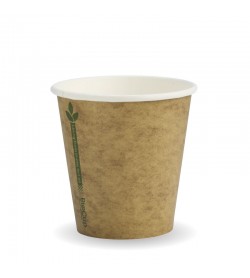 BIOPAK 230ML / 6OZ (80MM) KRAFT GREEN LINE SINGLE WALL BIOCUP - GST Included